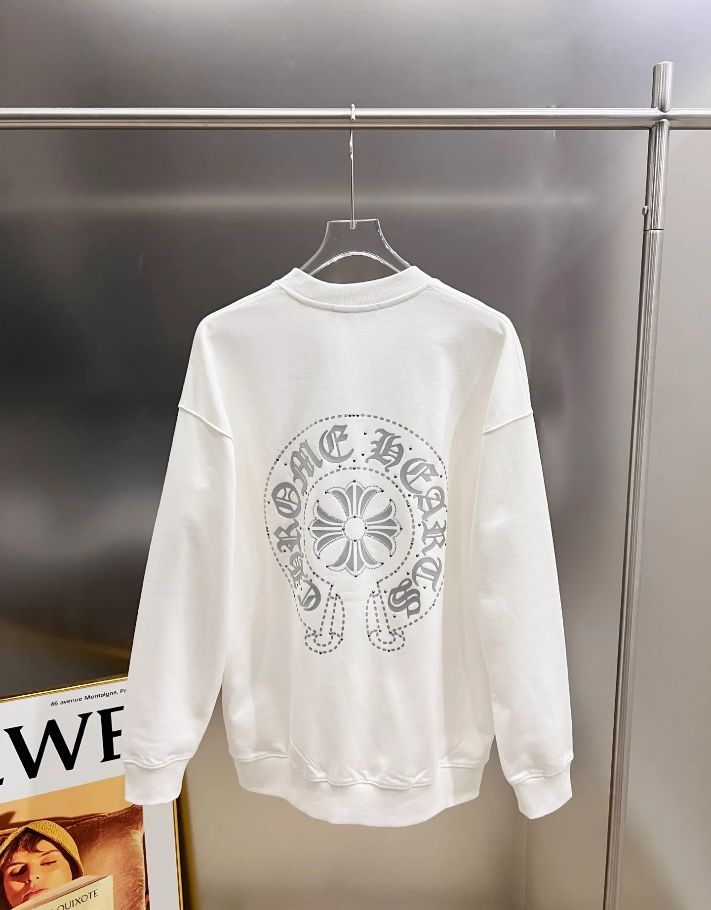 🅿️260 CH Crow 2025 autumn and winter new round neck long-sleeved sweatshirt, cross foam technology + Middle Eastern Australian diamond design technology, the real thing is great🔥Same style for men and women, loose version, size S M L XL XXL five sizes black white